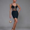 De Mujeres Al Por Mayor Buckle Belt Crop Top And Mini Skirts Two Piece Set Outfits Bodycon Bandage Mini Skirt Set - Image 3