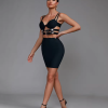 De Mujeres Al Por Mayor Buckle Belt Crop Top And Mini Skirts Two Piece Set Outfits Bodycon Bandage Mini Skirt Set