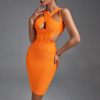 Latest Products Solid Color Cross Hollow Out Dress Sleeveless Midi Fashion Dress Backless Dress Woman - Image 4
