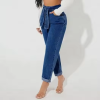 Dordor custom high waist women belted jeans women straight fit jeans. - Image 3