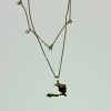 Anacaona Crystal tow chain with Ayiti map pendant for Women Hypoallergenic Chain Stainless Steel 14k Gold Plated 16-inch first close to the neck 22inch second Guaranteed never getting dark classic Jewelry piece. - Image 4
