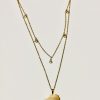 Lela crystal, tow chain with African map pendant for Women Hypoallergenic Chain Stainless Steel 14k Gold Plated 16-inch first close to the neck 22inch second Guaranteed never getting dark classic Jewelry piec - Image 2