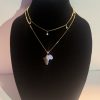 Lela crystal, tow chain with African map pendant for Women Hypoallergenic Chain Stainless Steel 14k Gold Plated 16-inch first close to the neck 22inch second Guaranteed never getting dark classic Jewelry piec - Image 6